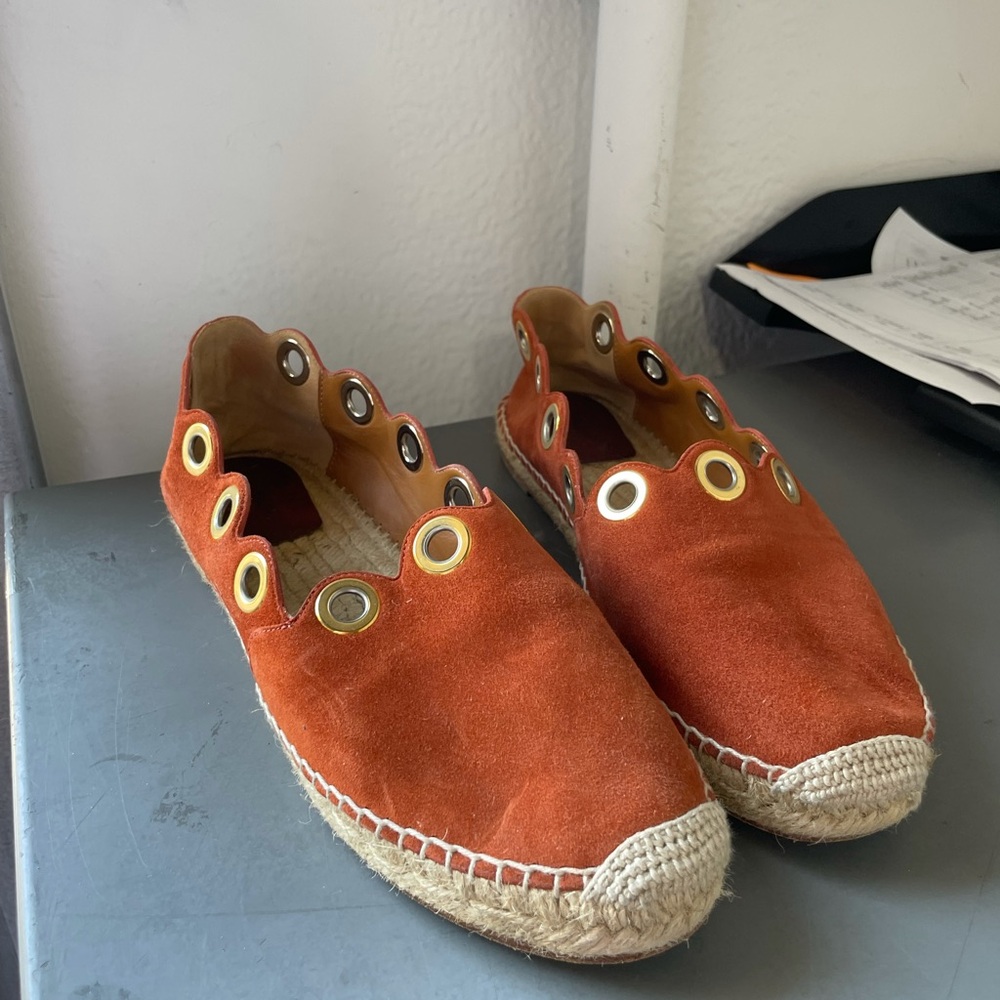 Chloe orange suede espadrille flats size 40